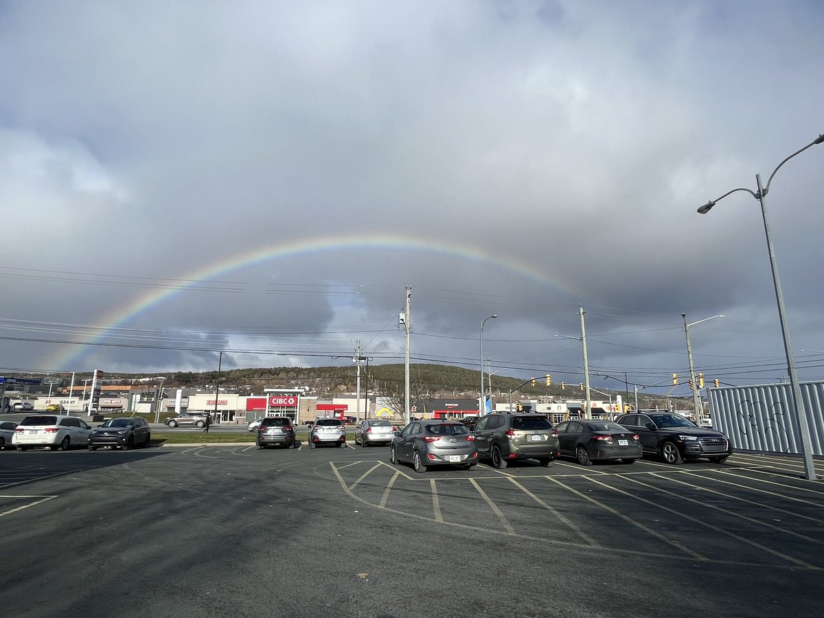 This was the lovely view after dropping off a small donation to the Salvation Army Thrift Store on Kenmount Road! It’s the little things … 🌈 ☁️ 

#ShareYourWeather #IgniteNL #yyt