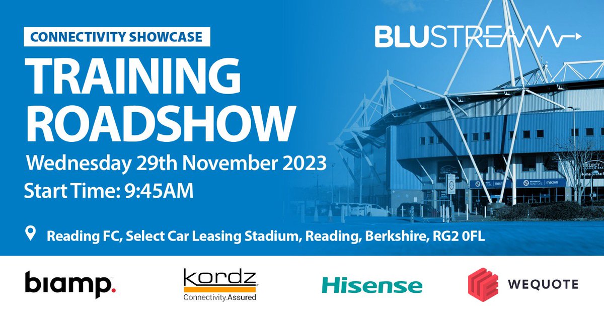 We’re looking forward to the <a href="/Blustream_HDBT/">Blustream</a> roadshow in Reading next week. Give your local depot or sales rep a shout to sign up to this great event.