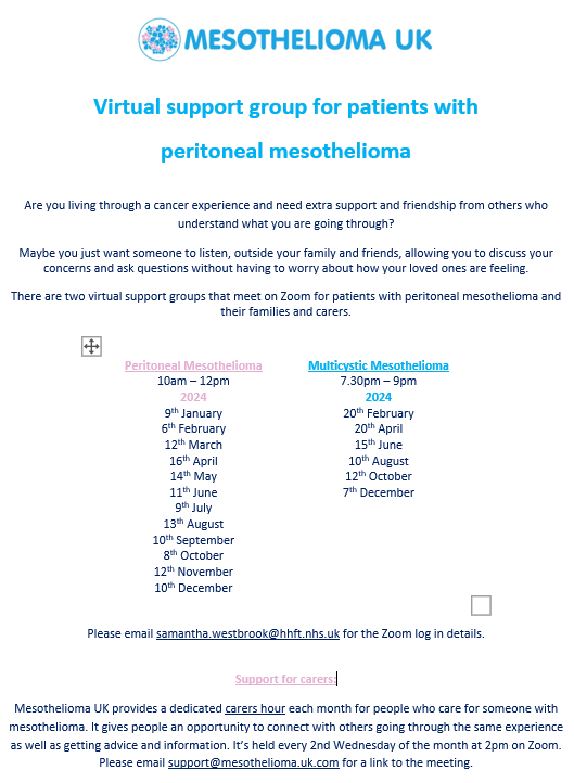 Sam Westbrook (@sam_meso) on Twitter photo 2024 patient support group dates
#Peritonealmesothelioma
Please share with your teams and asbestos support groups
<a href="/Mesouk/">Mesothelioma UK</a> <a href="/BasingstokePmi/">PMI Basingstoke</a> 2024 patient support group dates
#Peritonealmesothelioma
Please share with your teams and asbestos support groups
<a href="/Mesouk/">Mesothelioma UK</a> <a href="/BasingstokePmi/">PMI Basingstoke</a>