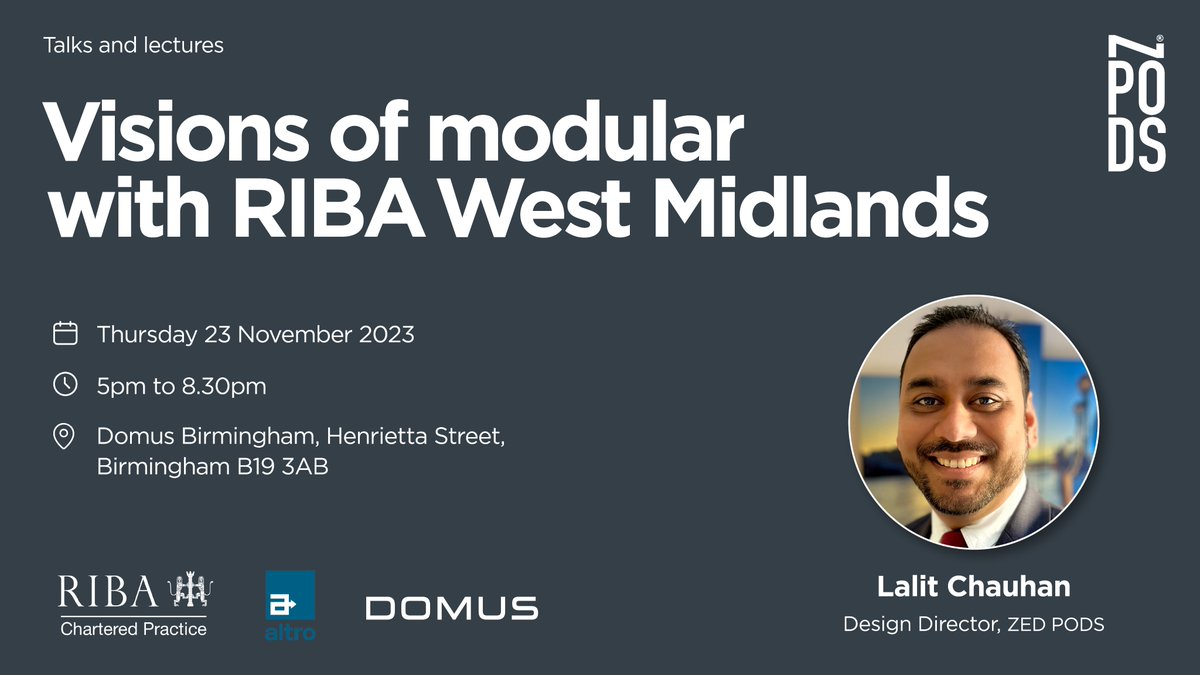 Just one day left! 🤩 We're thrilled as our Design Director, Lalit Chauhan, is joining in a unique panel event organised by @RIBAWestMids. He'll be sharing insights and discussing about the future of #modular #construction, and imparting lessons learned from our recent schemes.