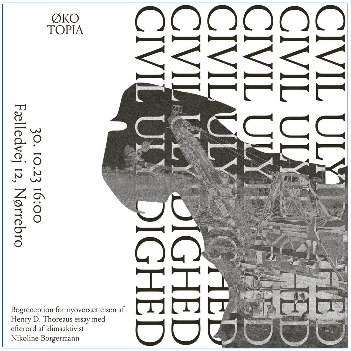 Jeg har skrevet efterordet til en nyoversættelse af Henry Thoreaus essay 'Civil Ulydighed'. Der er bogreception d. 30. november på Fælledvej 12 kl. 16, hvor der er panelsamtale om, hvorfor civil modstand (desværre) er absolut nødvendigt. Ses vi? @dengroenneung @jeppe_svan