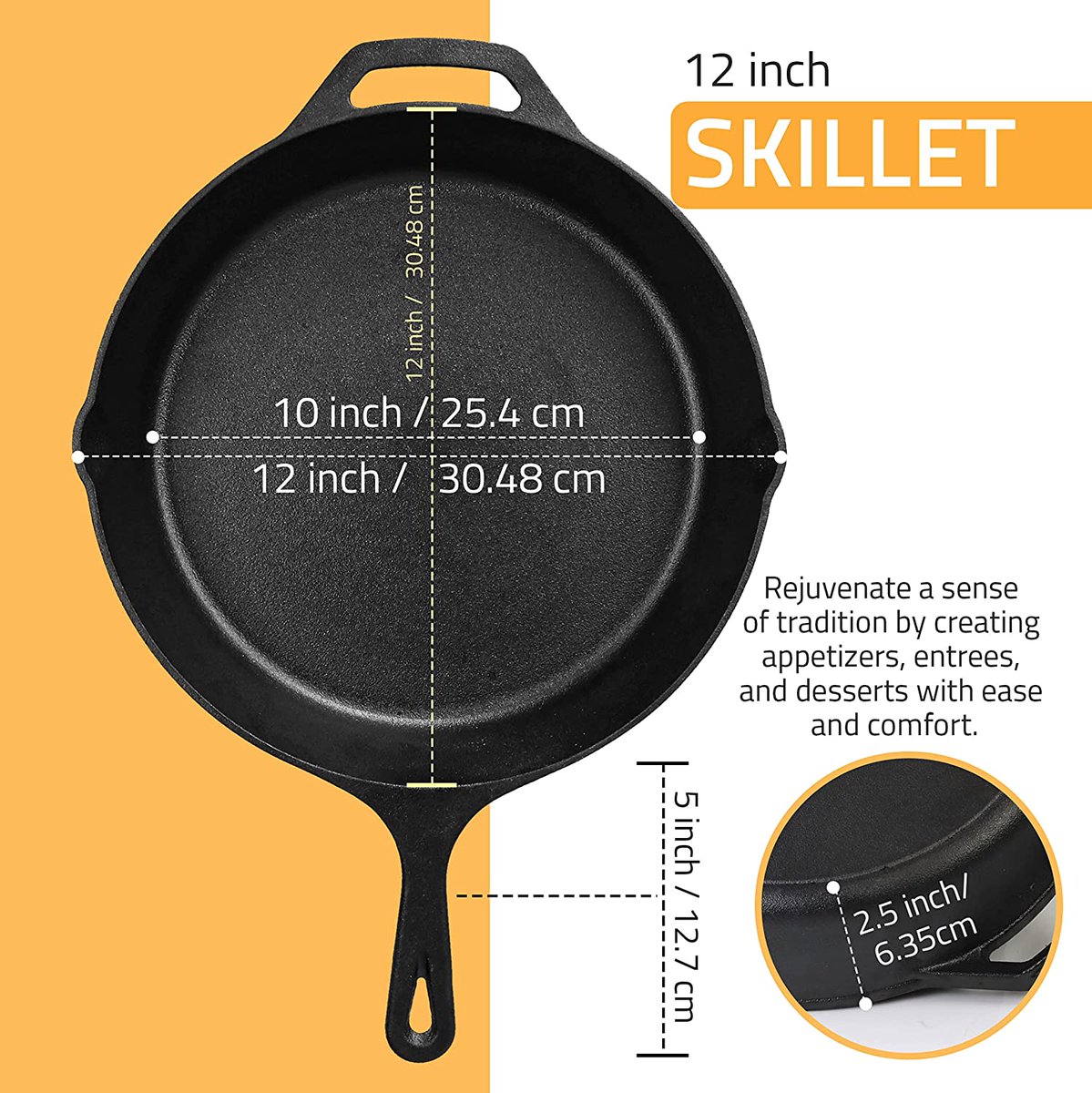 hey_chef_'s tweet photo. Cast iron skillets are my favorites for sure! You can use them for everthing!👩🏼‍🍳 Meat, bread or veggies, whatever you want 🥩🥖🥦 😋 Also black one has a very speacial deal because of Black Friday right know  You should check the Amazon link 👇🏼#Kitchen #Ad https://t.co/4IsQRxS7I8