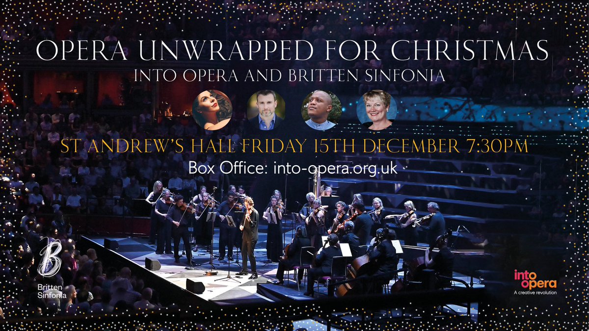 Into Opera (@into_opera) on Twitter photo Christmas in Norwich 🎄🎶💫 with <a href="/BrittenSinfonia/">Britten Sinfonia</a> & <a href="/into_opera/">Into Opera</a>
Soprano <a href="/AliLanger/">Alison Langer Soprano</a>
Mezzo Soprano @Vonniemezzo
Tenor <a href="/LindiMonwa8429/">Monwabisi Lindi</a>
Baritone @jimclevbaritone
Conductor <a href="/JKAConductor/">𝗝𝗼𝗵𝗻 𝗔𝗻𝗱𝗿𝗲𝘄𝘀</a>
Box Office: into-opera.org.uk/christmas Christmas in Norwich 🎄🎶💫 with <a href="/BrittenSinfonia/">Britten Sinfonia</a> & <a href="/into_opera/">Into Opera</a>
Soprano <a href="/AliLanger/">Alison Langer Soprano</a>
Mezzo Soprano @Vonniemezzo
Tenor <a href="/LindiMonwa8429/">Monwabisi Lindi</a>
Baritone @jimclevbaritone
Conductor <a href="/JKAConductor/">𝗝𝗼𝗵𝗻 𝗔𝗻𝗱𝗿𝗲𝘄𝘀</a>
Box Office: into-opera.org.uk/christmas