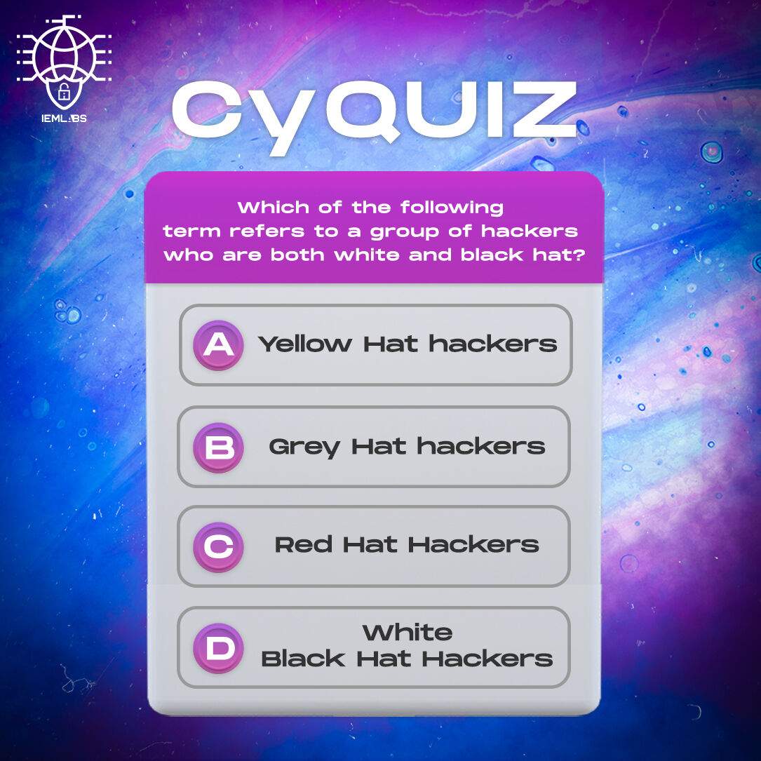 iem_labs's tweet image. 🔐💡 Test your cyber intelligence! 💡💻

Join our Cybersecurity Quiz, comment the right answer &amp;amp; reveal your digital defense IQ!

#CyberQuiz #TestYourKnowledge #StayCyberSafe #IEMLabs #cyberattack #informationsecurity #privacy #privacyprotection #ransomware #phishing #malware