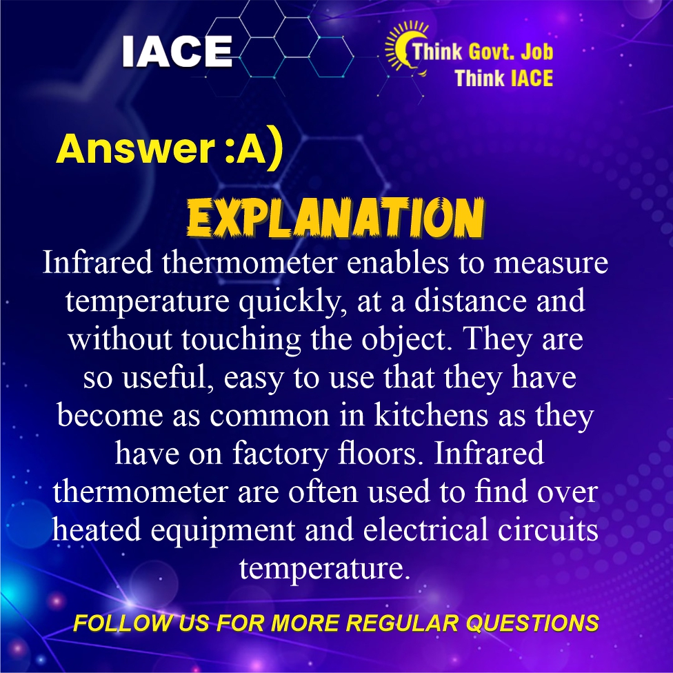 #PhysicsQuestion 🌡️🤔 Today's challenge: How can temperature be measured without touching objects? 🔬 #PhysicsQuiz #TemperatureMeasurement #ScienceExploration #IACEPhysics #PhysicsFun #ScientificInquiry #CuriousMinds #LearnWithIACE #ScienceQuestions #InquisitiveMinds