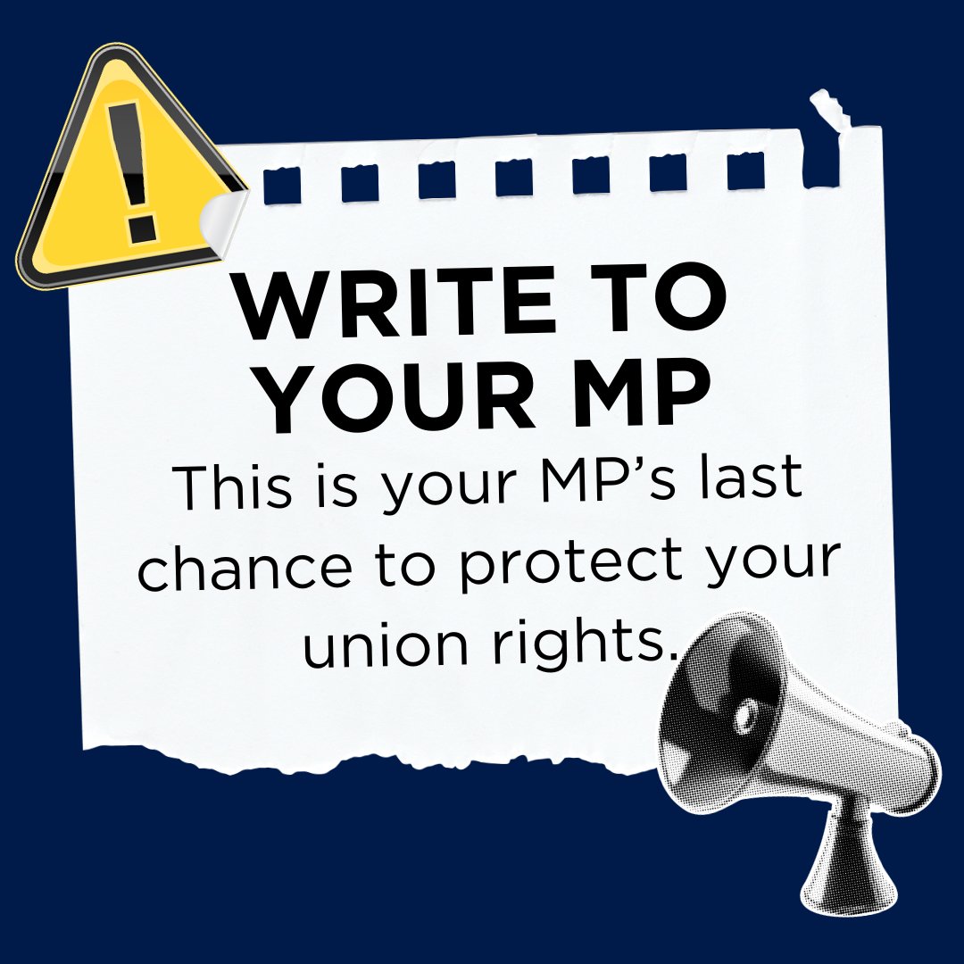 On Monday, MPs will have their last chance to vote against a law that could remove your democratic right to take industrial action. Please take a moment to write to your MP - it only takes two clicks! ➡️ bit.ly/3sMrTmG