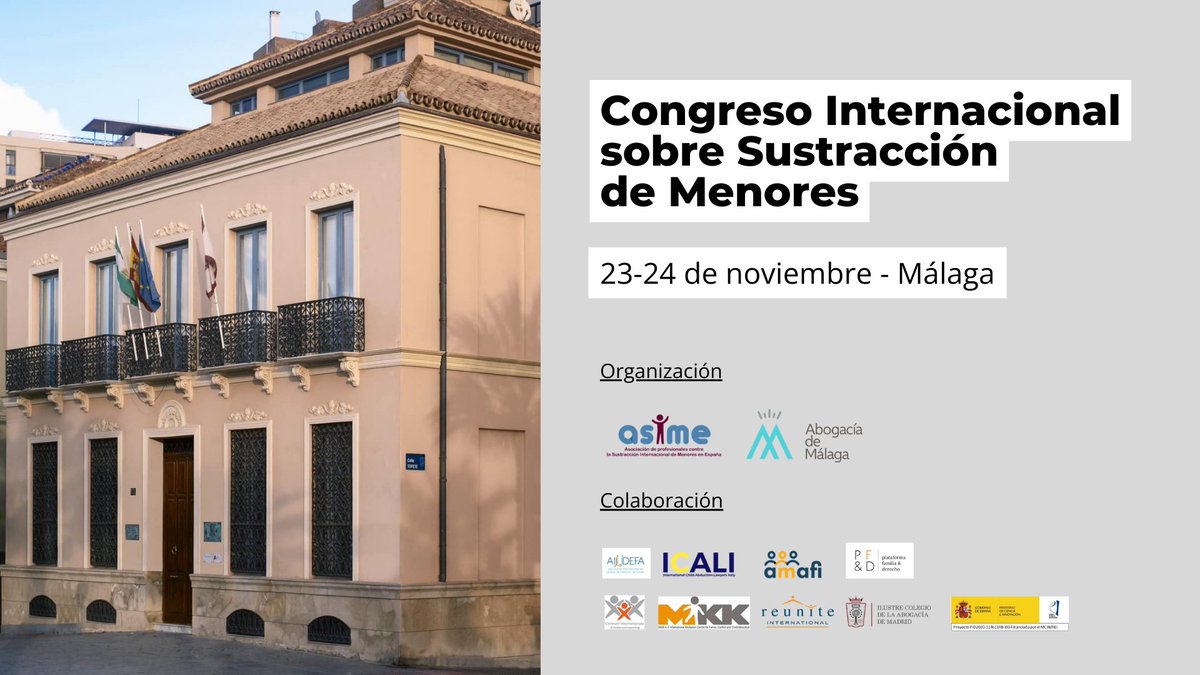 ASIME (@asime_es) on Twitter photo Todo listo en Málaga para recibir mañana a todos los participantes del Congreso Internacional sobre #SustracciónDeMenores.
Estamos emocionados por la oportunidad de reunir a expertos de todo el mundo.
<a href="/AbogaciaMalaga/">Abogacía de Málaga</a> #DerechoDeFamilia #InternationalFamilyLaw #ChildAbduction Todo listo en Málaga para recibir mañana a todos los participantes del Congreso Internacional sobre #SustracciónDeMenores.
Estamos emocionados por la oportunidad de reunir a expertos de todo el mundo.
<a href="/AbogaciaMalaga/">Abogacía de Málaga</a> #DerechoDeFamilia #InternationalFamilyLaw #ChildAbduction