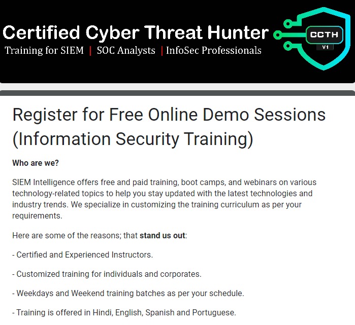 siem_intel's tweet photo. Free Interactive Demo on Threat Hunting by SIEM Intelligence!

📅 When: Wed 22nd Nov
🕘 Time:  8 - 9 PM (IST)

◼ Enroll Now: https://t.co/5j3Qxa6AXK 

Contact Details:
📌 WhatsApp: https://t.co/NUC9gSjdsh
📌 Website: https://t.co/ATSWKnvAht

#threat #DataBreach #siemintelligence https://t.co/W2VUAud5I3