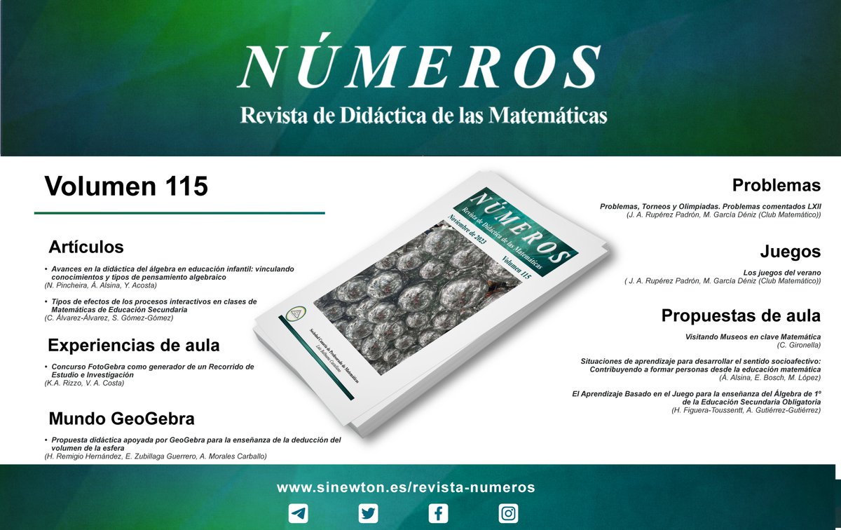 SCPMLBalbuenaC's tweet photo. ¡El volumen 1️⃣1️⃣5️⃣ de la revista NÚMEROS de didáctica de las matemáticas ya está disponible para su lectura!

WEB: https://t.co/G8tEg5bFzU

#SCPM #SCPMLBC #EducaciónMatemática #Matemáticas #Maths #AprendeMatemáticas #TalentoMatemático https://t.co/87bVdI9lHa