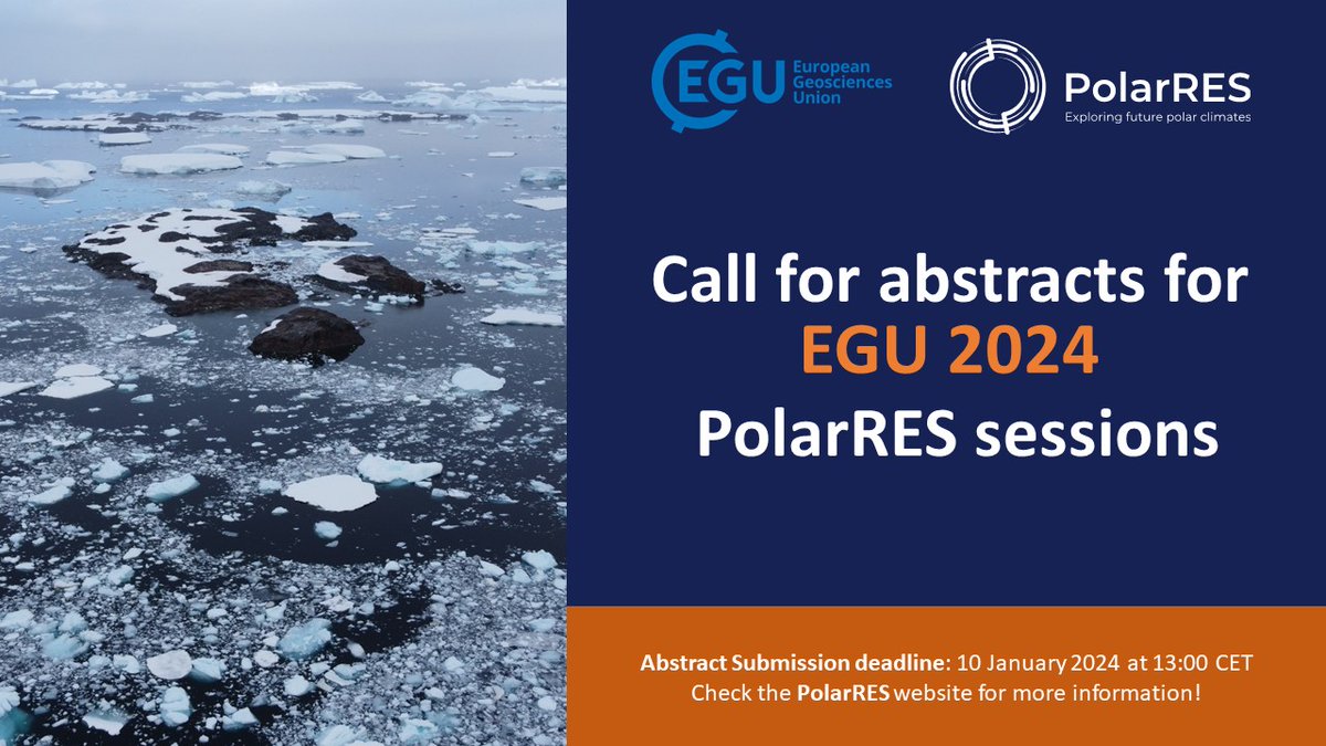 📢 Don't forget to register for the call for abstracts for #PolarRES sessions at #EGU24 in Vienna 📢 

👇Visit our website for more information💡

bit.ly/3Rbhsmd

#H2020