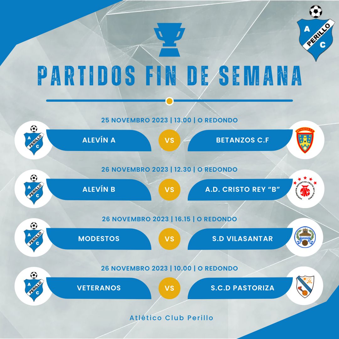 atleticoperillo's tweet photo. Estreamos calendario semanal! Estes son os partidos deste fin de semana das nosas categorías.
#ForzaPerillo https://t.co/0t0mMAyYYv