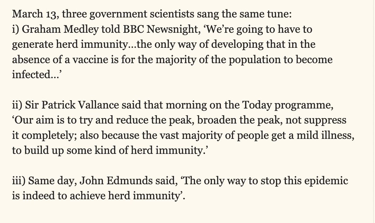 Whatever Chris Witty says today, this is what three govt scientists were saying to the media on March 13 2020.