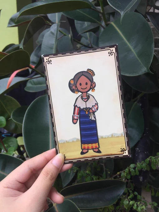 The art vs. The reference   My dress-up sticker dolls are based on tipos del pais paintings. This one by Justiniano Asuncion, and a bunch of his other works along with Damian Domingo's works, are one of the paintings I based the garments on.