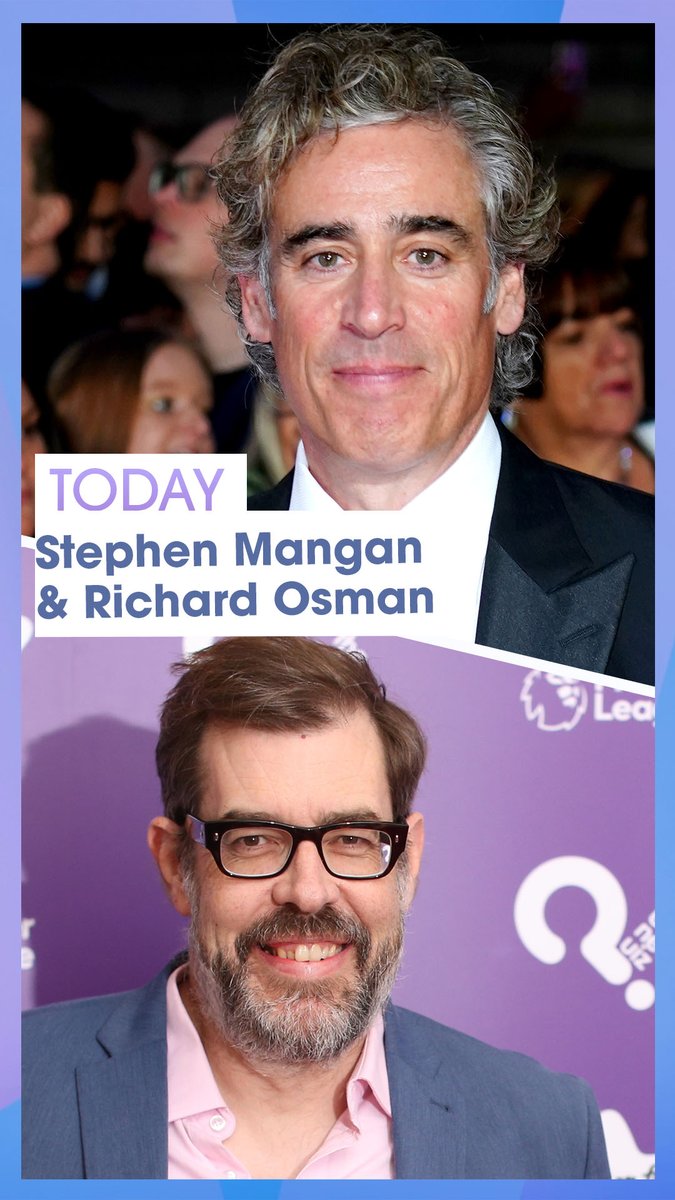 Two fabulous guests are joining us on the show today 🙌 Author and presenter @StephenMangan will be here discussing his new book📚 Plus, TV presenter and quiz master @richardosman is joining us to talk about his latest novel & celebrating his first year of marriage 👏