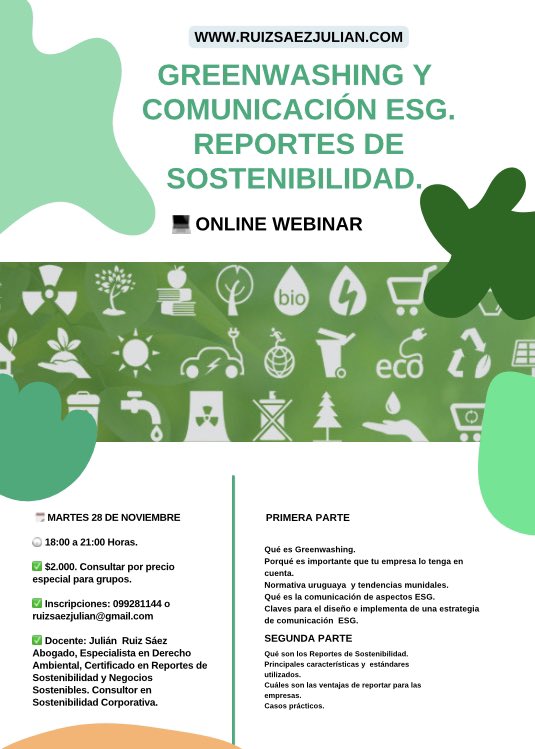 ♻️Aún quedan lugares para este webinar 100 % virtual. ➡️Dirigido a empresas y personas interesadas en aplicar y 📢comunicar su Sostenibildad corporativa. Reserva tu lugar!#sostenibilidad #greenwashing #comunicacionsostenible