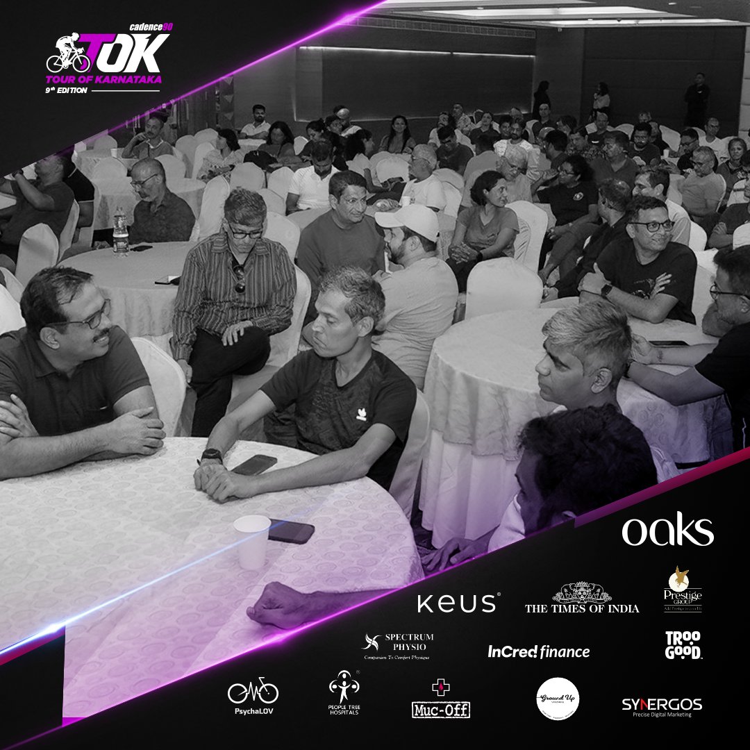 TourOfKarnataka's tweet photo. A glimpse of Day 0 of the Tour of Karnataka - 9th Edition. 

Happy faces and energetic smiles filled the room as the organizers and sponsors gave the tour briefing to the participants. 
.
.
#Tok9 #Tourofkarnataka9 #Karnataka #Cadence90 https://t.co/GklDJLU1n9