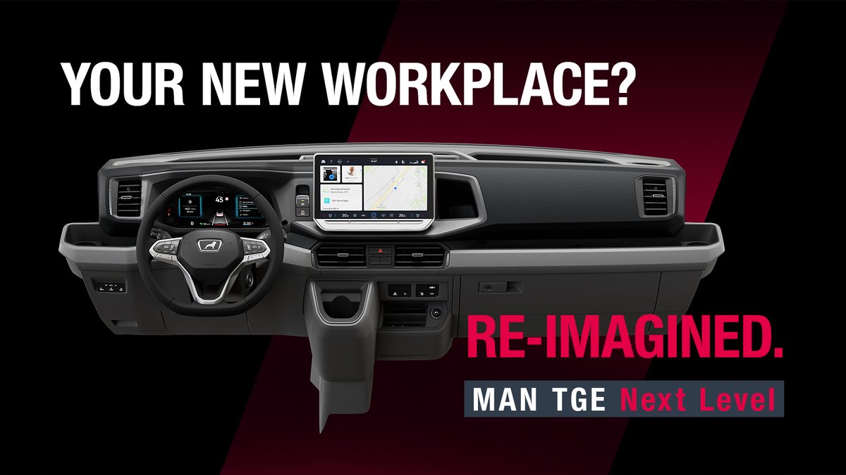 The MAN TGE Next Level is launching in May 2024! The upgraded vehicle will be equipped with a customisable dashboard, a large touch display for vehicle functions, a multifunction steering wheel and several new and enhanced assistance systems. Read more 👉go.man/PExWe1MO