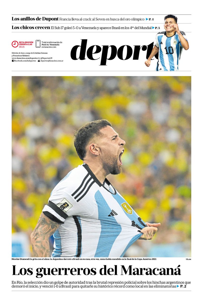 martinblk's tweet photo. Hoy no habría tapa en la sección Deportes de @LANACION sin   @AgenciaTelam que brinda servicios informativos a periodistas, medios y a la ciudadanía toda de manera directa y pública. Sí, es una FÁBRICA de contenido periodístico de primer nivel. 
#SinMediosPúblicosNoHayDemocracia https://t.co/EXfqZZihsL