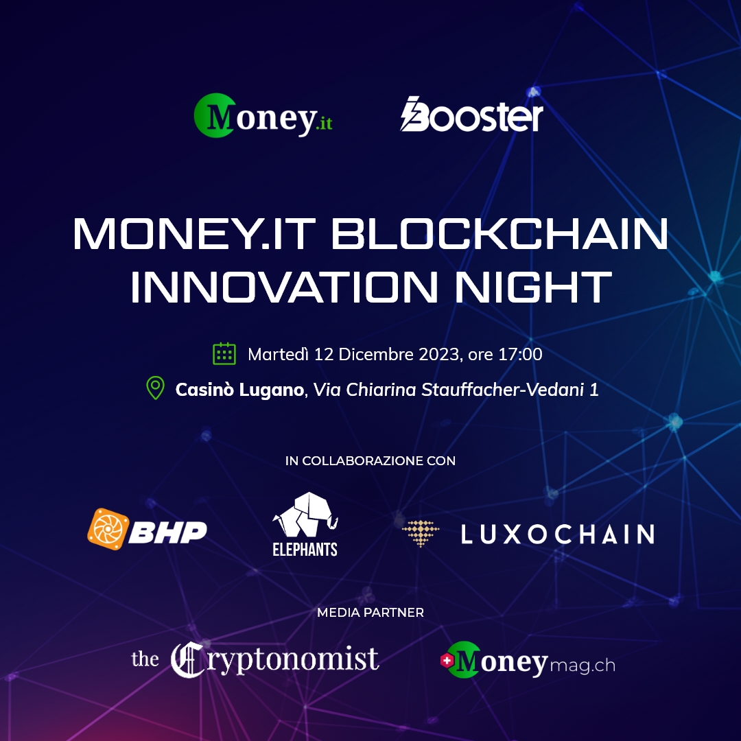 moneypuntoit's tweet photo. Vuoi saperne di più sulle prospettive della #blockchain? Partecipa alla “Blockchain Innovation Night” l'#evento di https://t.co/XqLYLHCfCK organizzato con @iBoosterMktg, BHP, @ElephantsLW, @luxochain, @cryptonomist_ e MoneyMag.

👉 Promo 2x1 sui biglietti: https://t.co/bLFDjblwSp https://t.co/Zs4X35BbzF