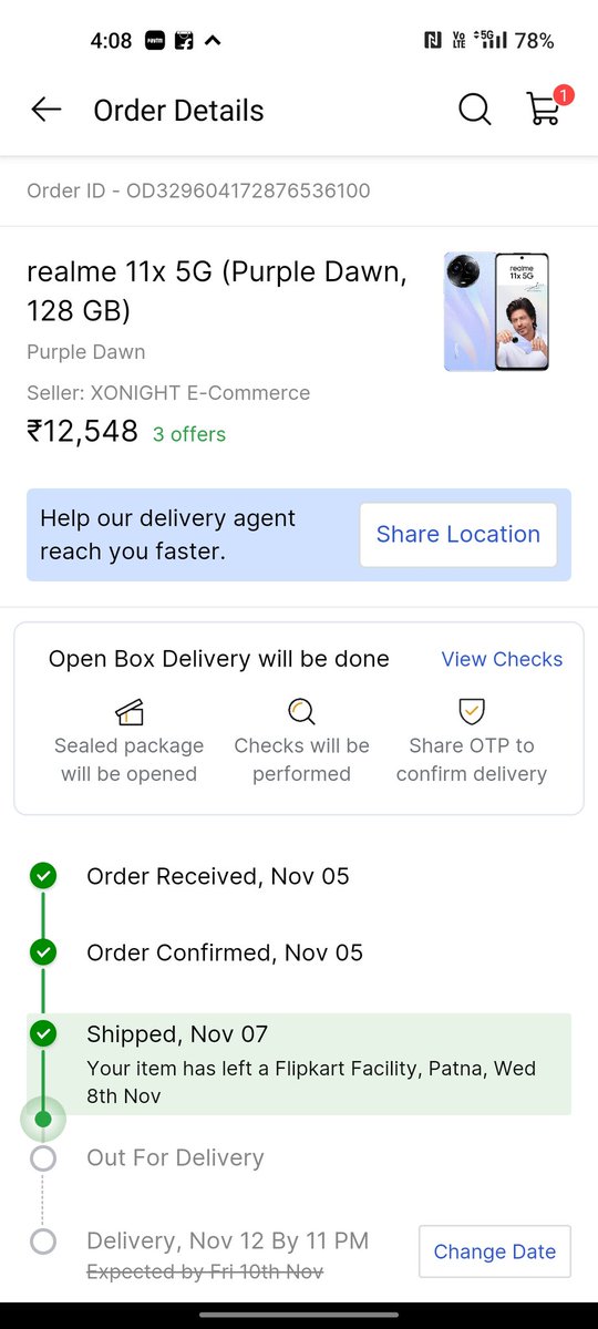 kamar978's tweet photo. @Flipkart I had ordered a mobile from Flipkart on 5th November and till now I have not received the mobile for which I had given the money to Flipkart on 5th November itself and now its rate has increased by ₹ 2000.  Due to which Flipkart is asking me to cancel the old order. https://t.co/OaU1PGvvG0