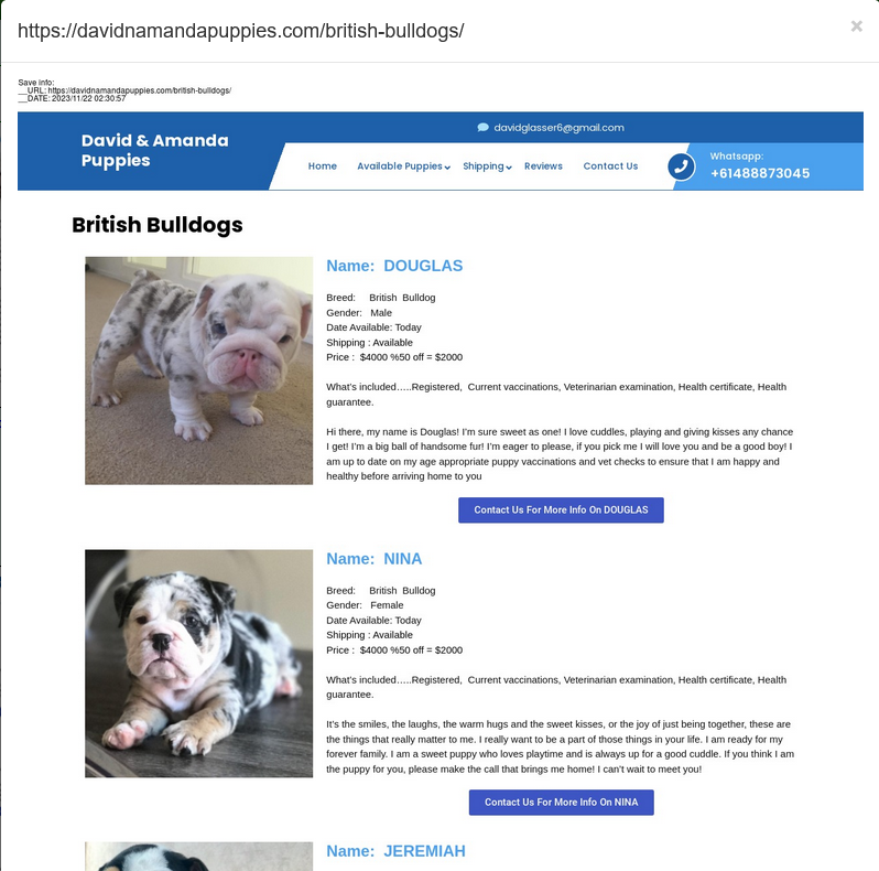 aa419's tweet photo. Welcome to the #DogGone syndicate. 

Australia and the Americas is also on these fraudsters' menu, and it's not only pets.

https://t.co/Ve79Ummri1 https://t.co/vD4nwRKoiY