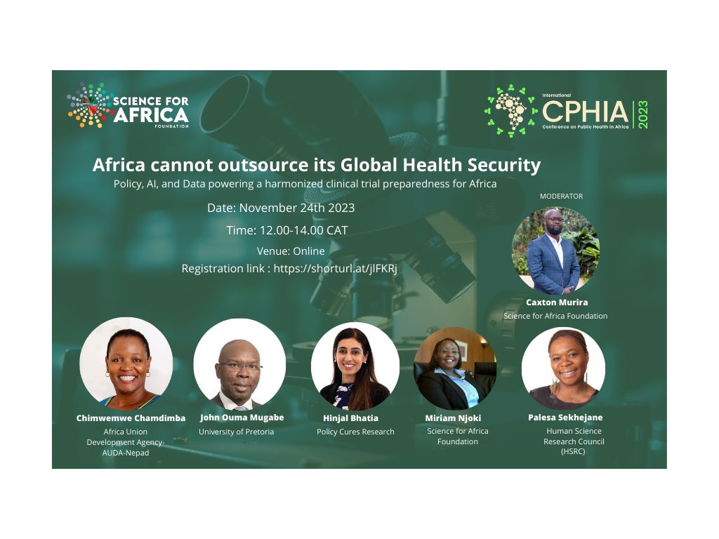 🌍 Join us this Friday, for an insightful #CPHIA2023 virtual side event on #pandemicpreparedness in Africa! Explore #clinicaltrials, #AIpolicy, and open #DataScience perspectives. 🕛 12:00 - 14:00 (CAT). Register now 🔗  bit.ly/3R8nEez