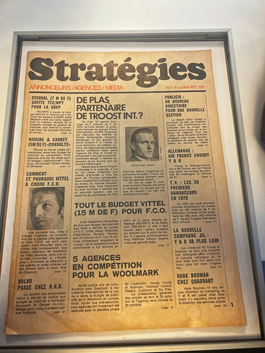 Fun fact. Octobre 1971, tout 1er numéro de @Strategies … avec déjà du @Havas dedans !