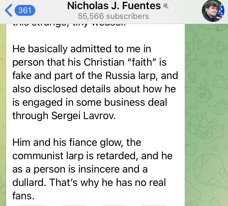 Nicholas Fuentes talking about Jackson Tinkle