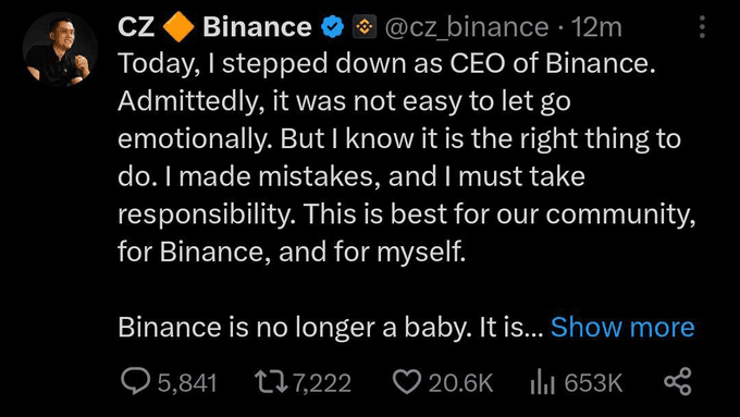 HaixbuglidRuiz's tweet photo. 🌐 CZ steps down as Binance CEO, shaking up centralized exchanges (CEX). 🚀

🪩 CEX faces challenges, but it's a prime moment for DEX to shine with enhanced control and security! 🌈✨ https://t.co/B7ljFIZsYx