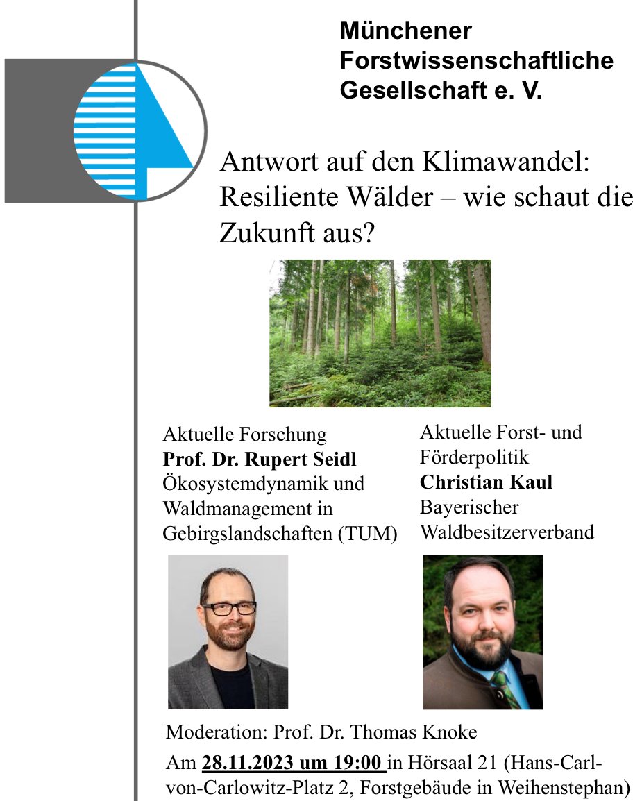 ForestManagement@TU_Muenchen (@ifm_tum) on Twitter photo #ResilienteWälder-wie schaut die Zukunft aus?
Unter dieser Überschrift findet am 28.11 ein Vortrag von <a href="/RupertSeidl/">Rupert Seidl</a> und Christian Kaul statt. An diesem kann man sowohl analog im Hörsaal als auch via Zoom teilnehmen.Für die Onlinezugangsdaten bitte an violeta.aramayo@tum.de wenden #ResilienteWälder-wie schaut die Zukunft aus?
Unter dieser Überschrift findet am 28.11 ein Vortrag von <a href="/RupertSeidl/">Rupert Seidl</a> und Christian Kaul statt. An diesem kann man sowohl analog im Hörsaal als auch via Zoom teilnehmen.Für die Onlinezugangsdaten bitte an violeta.aramayo@tum.de wenden