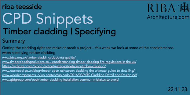 RibaTees's tweet photo. our 199th #CPDSnippet looks at #TimberCladding
links 
https://t.co/W3BVB1R9Rk
https://t.co/dqWdPkTIW0
https://t.co/KMlaLrHVma
https://t.co/SOeTF1lG7S
https://t.co/jaLYrEsV06
https://t.co/bQbJuMcC0s
@RIBANorthEast @RIBA_YAPF @RIBA @RIBAYorkshire #architecture #architect https://t.co/QCXb5NNWCv