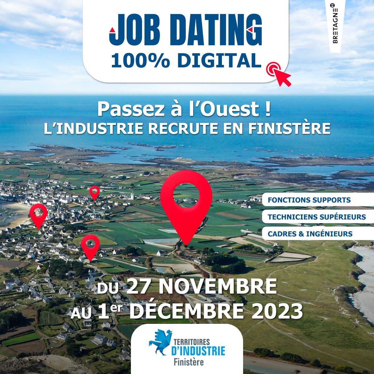 Nous sommes partenaires de Territoire d'Industrie Finistère qui vous propose le Job Dating 100% digital « 𝗣𝗮𝘀𝘀𝗲𝘇 𝗮̀ 𝗹’𝗢𝘂𝗲𝘀𝘁 : 𝗹’𝗶𝗻𝗱𝘂𝘀𝘁𝗿𝗶𝗲 𝗿𝗲𝗰𝗿𝘂𝘁𝗲 𝗲𝗻 𝗙𝗶𝗻𝗶𝘀𝘁𝗲̀𝗿𝗲 », du 27/11 au 1/12 👉lnkd.in/eDK5sFhB
#capld #territoiredindustrie