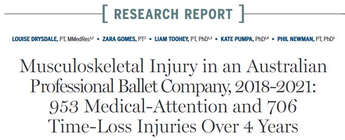 In case anyone didn't know how strenuous ballet can be and how vital good MSK care is for maintaining #Ballet #Dancers health &amp; performance

4-year injury incidence and burden data from the Australian Professional Ballet Company ➡️ ow.ly/rboG50Qa7Cc

#yourJOSPT