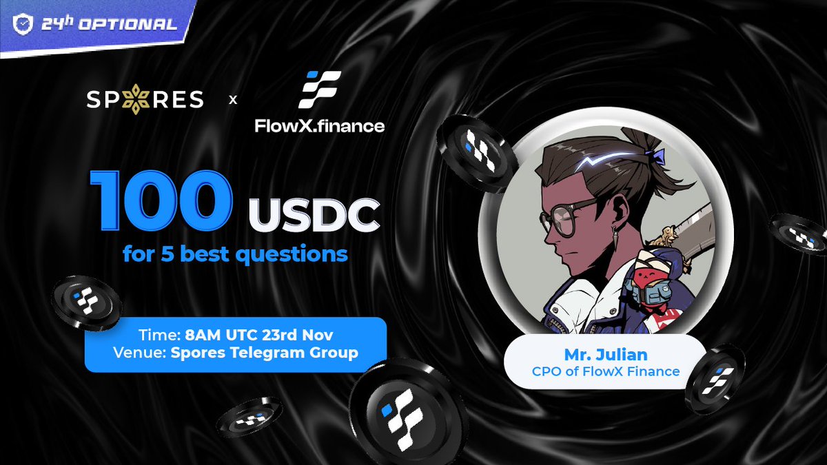 🔥 @FlowX_Finance x @Spores_Network 𝐀𝐌𝐀 🔥 Do you have countless questions that need answers about #FlowX? 🌈 No worries, we've got our special AMA with the CPO of FlowX Finance coming up tomorrow! 👏👏 ⏰ 𝐓𝐢𝐦𝐞: 8 AM UTC, 23rd Nov 📍 𝐕𝐞𝐧𝐮𝐞: t.me/SporesGlobal…