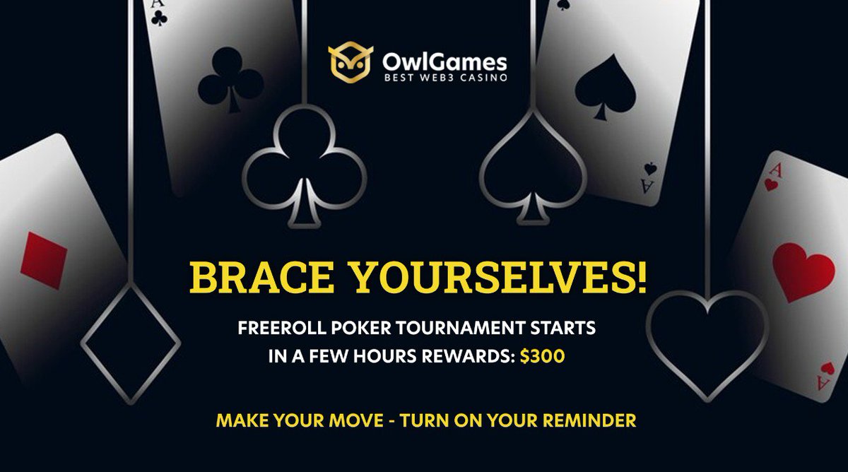 Few more hours left only!!
🔜 Brace yourselves, poker enthusiasts!

The Freeroll Poker Tournament is just around the corner, starting Nov 24th, 16:00 UTC! 🕓 

🤑$300 in rewards up for grabs!
Are you ready to make your move? 🃏💪 #PokerAction #CountdownIsOn