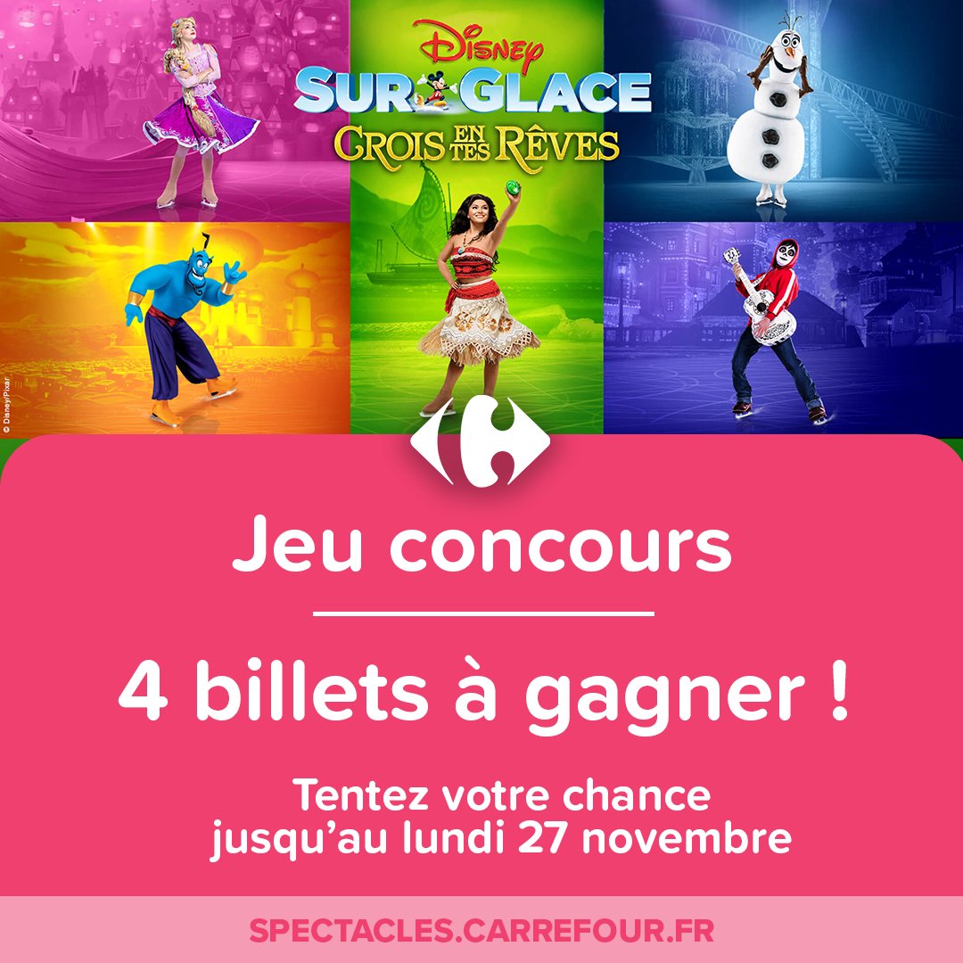 Carrefour_Spect's tweet photo. 🎁{JEU CONCOURS DISNEY SUR GLACE}🎁

👉A gagner : 4 billets pour la séance du 12 décembre 2023 à 20H au Zénith de Paris.

Pour participer :
📌Follow @Carrefour_Spect 
❤️RT &amp; Liker ce post
💬Taguer 3 personnes avec qui y aller

Lien du règlement ici 👉 https://t.co/mzghhMqZZ3 https://t.co/8MCEpomWAV