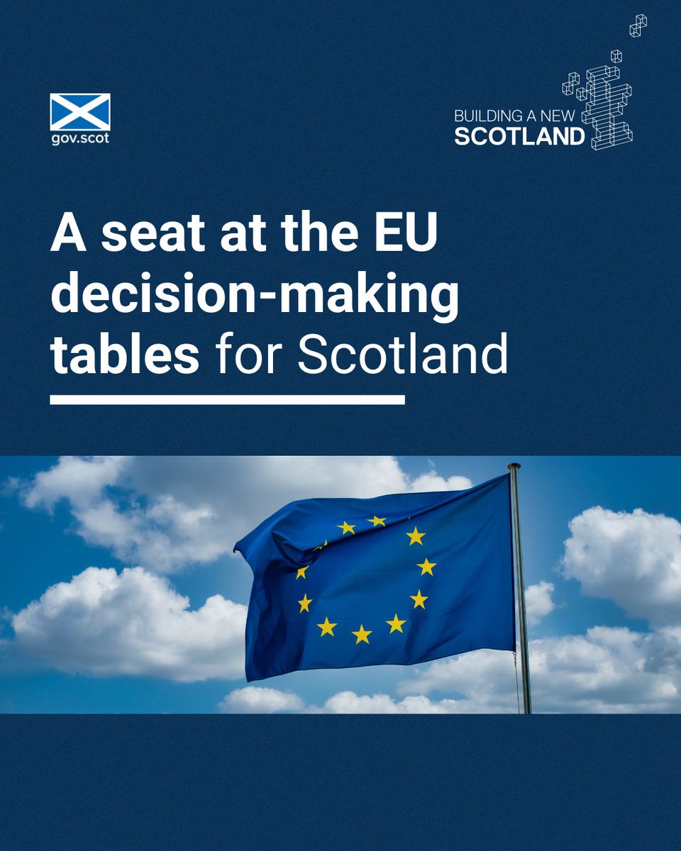 An independent Scotland in the EU would benefit from:

🔵A seat at EU decision-making tables
🔵Access to EU funding streams
🔵EU co-operation on security and global challenges

More: gov.scot/newscotland

#ANewScotland