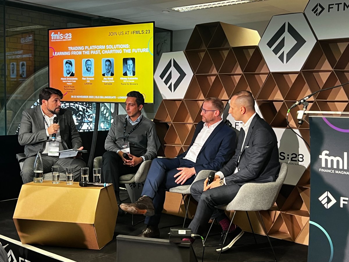 MatchTradeTech's tweet photo. 2nd Day at #FMLS23!
Our Head of the Match-Trader platform Alexis Droussiotis just moderated a panel discussion "Trading Platform Solutions: Learning from the Past, charting the Future". Very insightful!
Meet us at Booth #21 and let's discuss collaboration opportunities!
#FMLS https://t.co/ZaCzbrXOh1