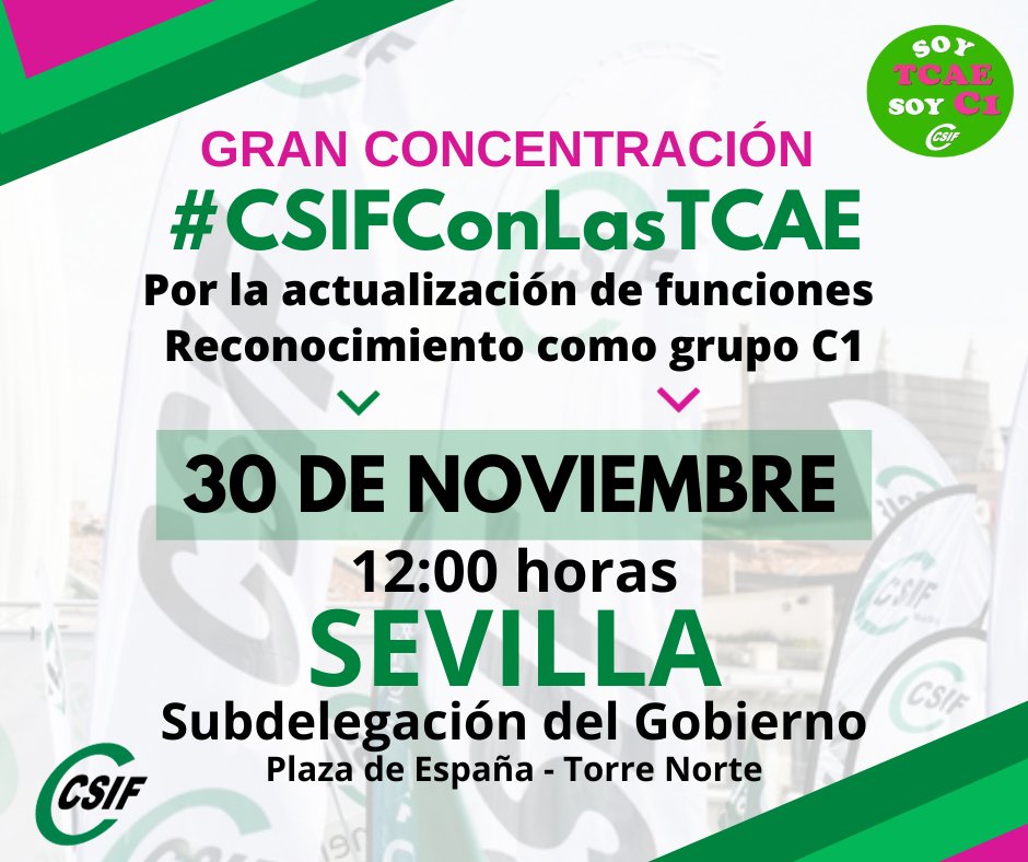 CSIFMalaga's tweet photo. 📢 El 30 de noviembre salimos a la calle para exigir la actualización de funciones y el reconocimiento como grupo C1 de las TCAE.
#CSIFConLasTCAE

🔗 https://t.co/GSI4PNFn51 https://t.co/b8o9LC0qEA