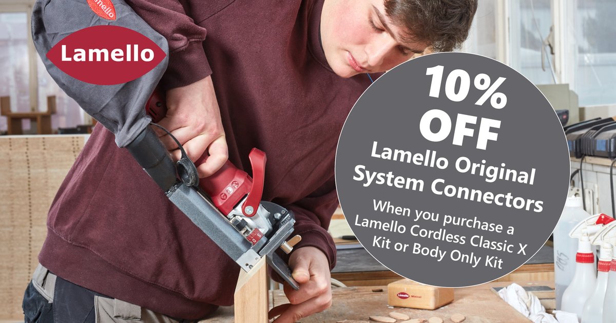 Get 10% off all Lamello original system connectors throughout November when you purchase a cordless Classic X kit or body only kit.

Contact our sales team to place your order.

Offer ends 30th November
