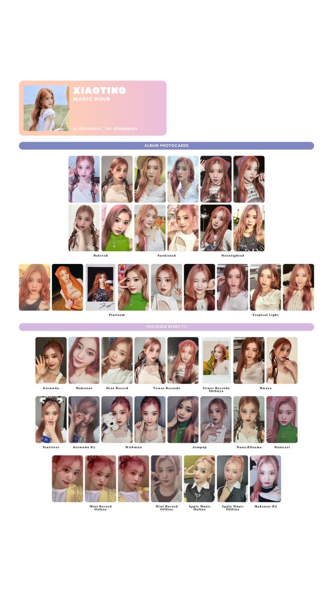 Kep1er ➝ Magic Hour photocard template / wishlist yujin xiaoting