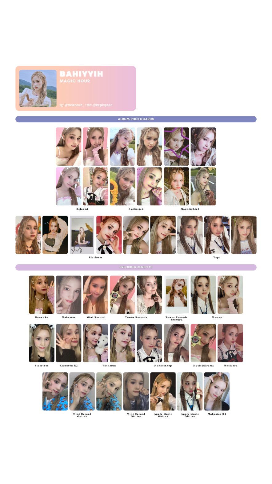 Kep1er バヒエ　MagicHour 先行視聴会　メッセージカード Kep1er Magic Hour Official Album POB Photocard (Beloved