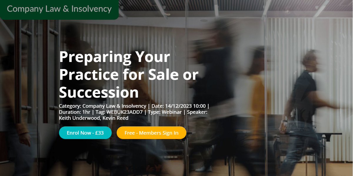 Supporting <a href="/FoulgerUK/">Foulger Underwood</a>  on an important online session in December.

'Preparing your practice for sale or succession' is being run by <a href="/CPDStore/">CPDStore UK</a>!

14 December at 1000am - click the link!
courses.cpdstore.co.uk/courses/prepar…