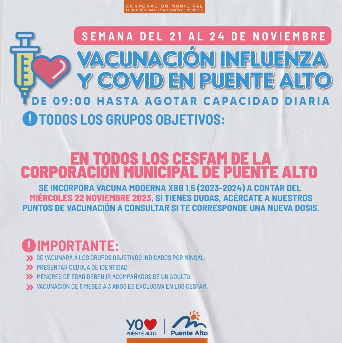 VACUNACIÓN 💉 COVID E INFLUENZA EN CENTROS DE SALUD MUNICIPALES.