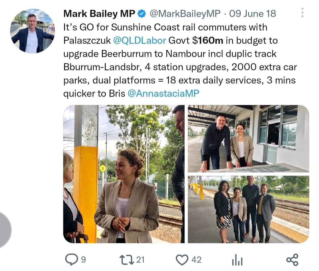 Jeffrey_Addison's tweet photo. While on the #SunshineCoast, in the seat of #Nicklin, NO work has even started on the #B2N heavy rail works announced 5 and 1/2 years ago.
Still neglected today with broken promises on 9 extra trains in 2015, to twist the knife.
Can you trust this pair? https://t.co/RsvbE1DHus