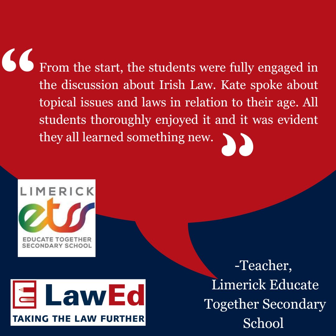 LawEd_ie's tweet photo. This is what students and teachers had to say about some of the workshops LawEd has delivered this month! 😎

A LawEd workshop is a highly engaging experience for all.

#lawed #law #lawschool #legalliteracy #laweducation #testimonials #feedback https://t.co/rO0rqIaDZ8