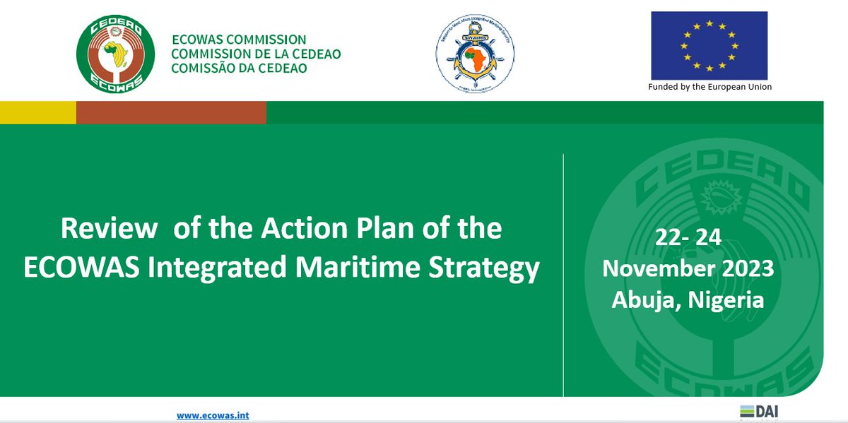 ECOWAS Development Partners CoordinationCell-EDPCC (@ecowasdevparcel) on Twitter photo As part of the fight against maritime insecurity ECOWAS started today the Review of the Action Plan of the ECOWAS Integrated Maritime Strategy with the support of <a href="/SWAIMSProject/">SWAIMS: Supp't 2 #WestAfrica Int #MaritimeSecurity</a> funded by the European Union. As part of the fight against maritime insecurity ECOWAS started today the Review of the Action Plan of the ECOWAS Integrated Maritime Strategy with the support of <a href="/SWAIMSProject/">SWAIMS: Supp't 2 #WestAfrica Int #MaritimeSecurity</a> funded by the European Union.