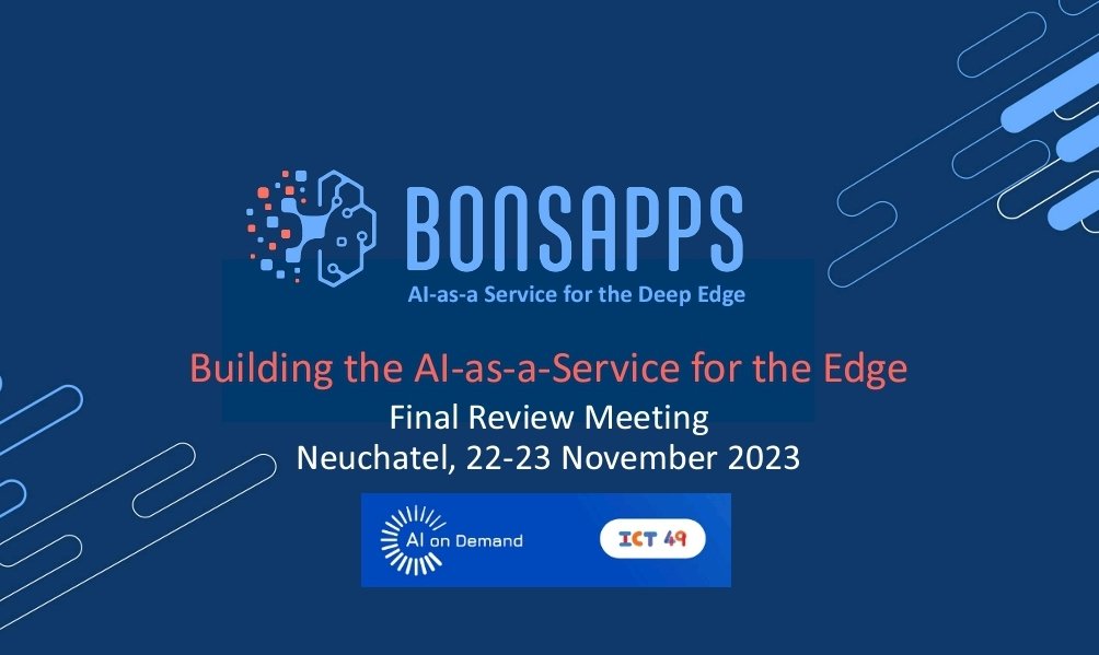 BonseyesAI's tweet photo. We are in charming Neuchâtel  🇨🇭 for Day One of the final consortium meeting of @BonsApps the ICT-49 EU project building AI-as-a-Service layer 💡 for the #edge. It's been a rewarding &amp; successful journey !
@hes_so @ST_World @Unibo @ISDI_edu @BonseyesAI @FundingBox @AIonDemand https://t.co/jylO9eW4Gu