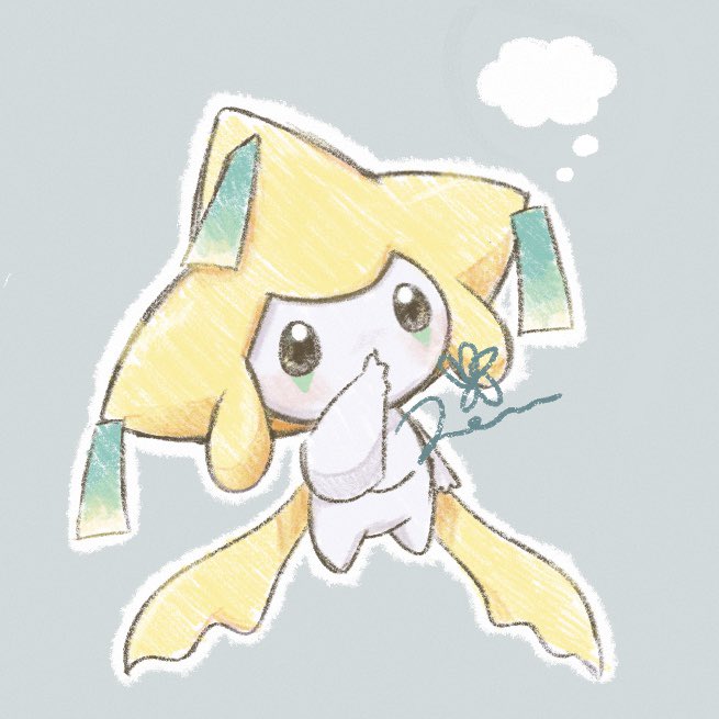 jirachi no humans solo pokemon (creature) full body outline simple background grey background  illustration images