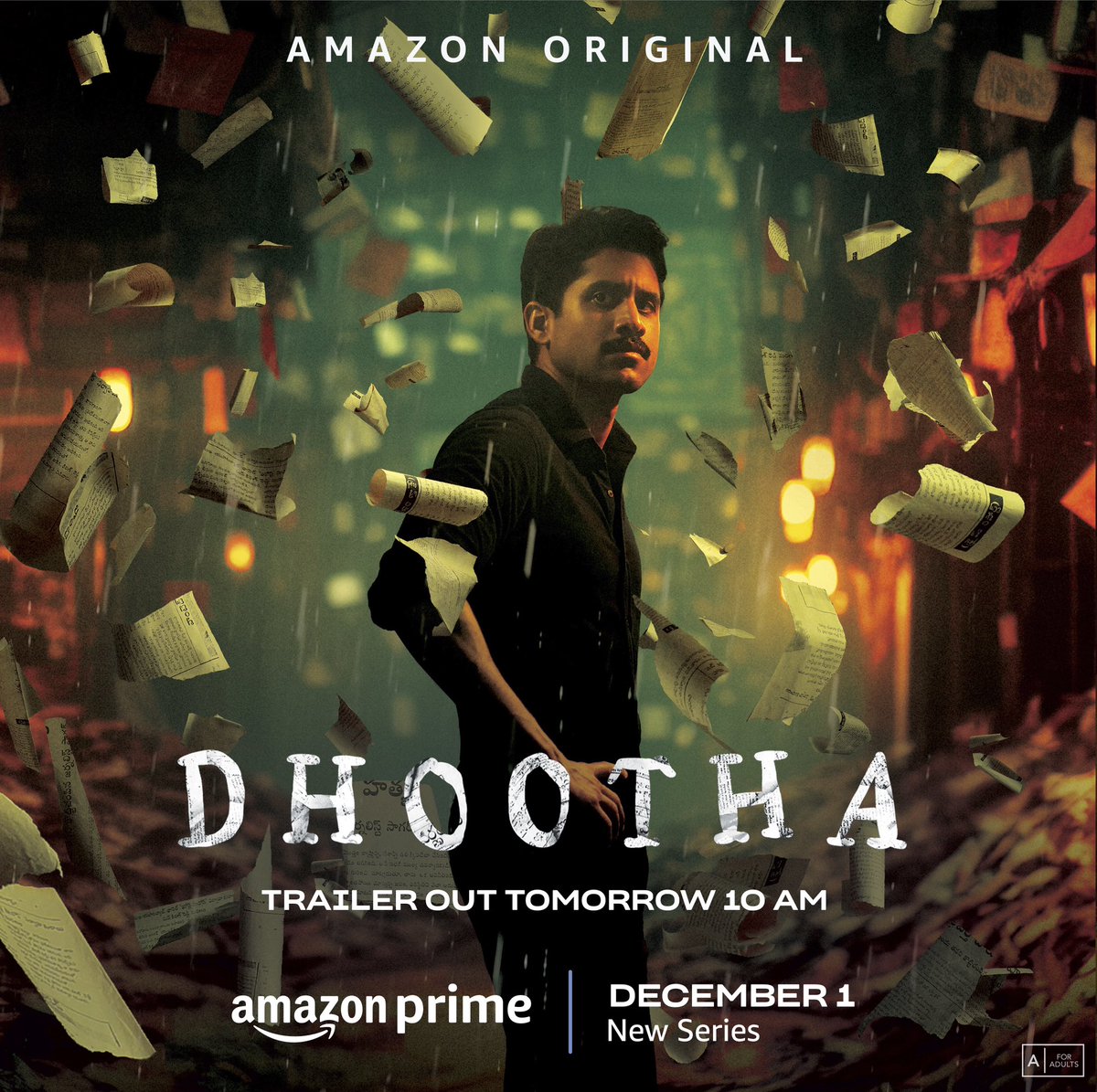 A mysterious message is about to unravel,are you ready? 👀
Trailer out tomorrow! 
#DhoothaOnPrime, Dec. 1 only on  @PrimeVideoIN 
@chay_akkineni @parvatweets @priya_Bshankar @ItsPrachiDesai @Vikram_K_Kumar @nseplofficial @sharrath_marar @NambuShalini #MikolajSygula @NavinNooli